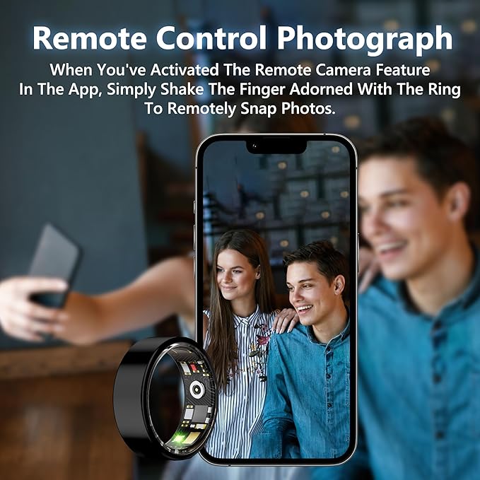Smart Health Ring for Women Men Fitness Tracker with Heart Rate, Blood Oxygen, Blood Pressure, Sleep Monitoring, Step Counting, IP68 Waterproof for iPhone and Android, No APP Fee, Gold 13#