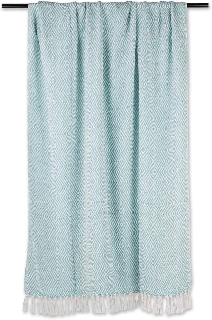 DII Diamond Throw Collection Woven Cotton, 50x60, Aqua