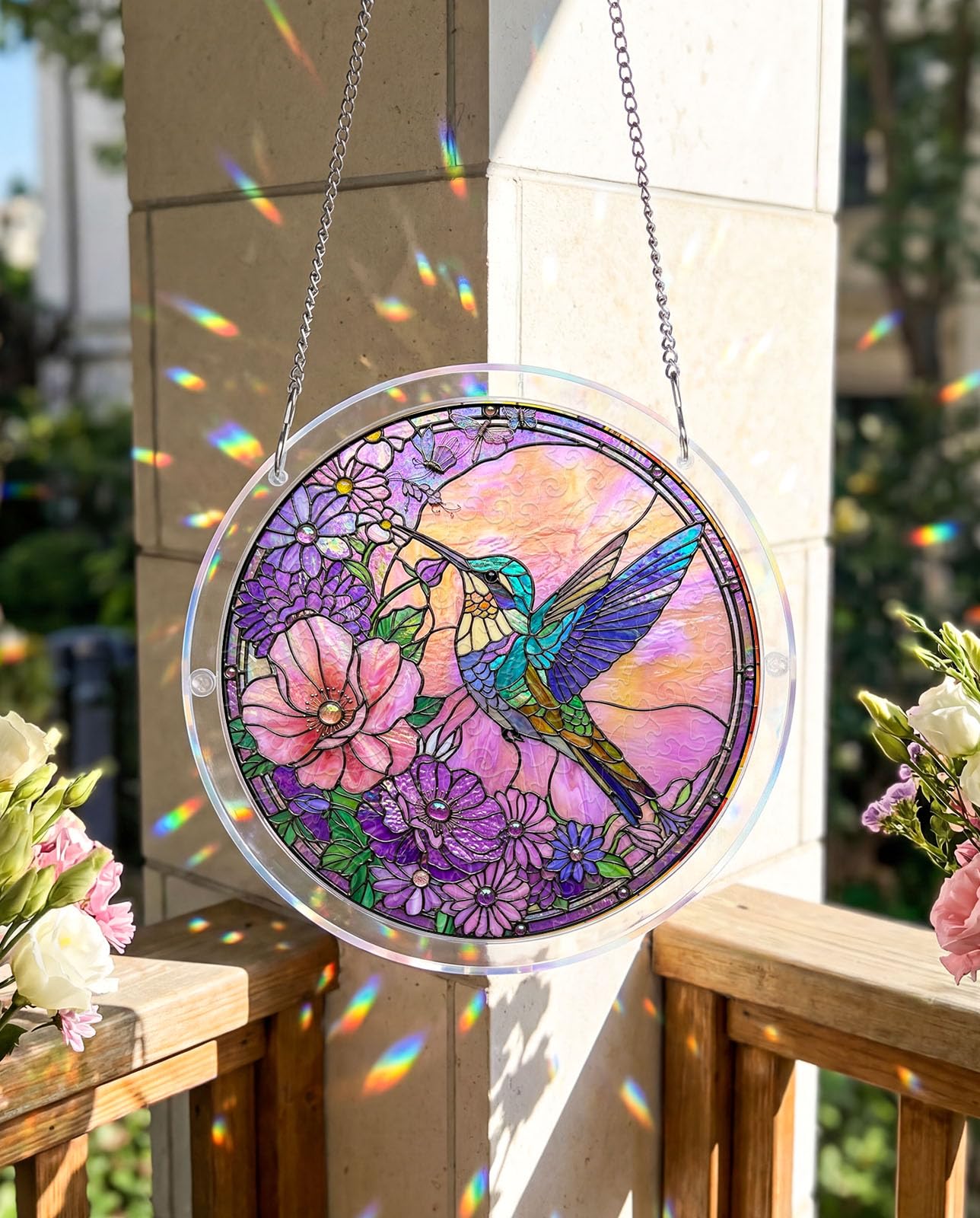 WOODBESTS Acrylic Jigsaw Puzzle Suncatcher 83 Pieces-Hummingbird, DIY Acrylic Puzzle Suncatcher, Window&Garden Decor, Unique Gifts for Mom, Women,Wife, Sisters, Aunt, Besties 7.4in