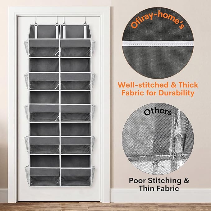 Over the Door Organizer 5 Tiers, Extra Large Behind Door Storage of 10 Compartments, 80 lbs Weight Capacity Over Door Organizer, Door Hanging Organizer for Closet, Diaper Organizer, Room storage