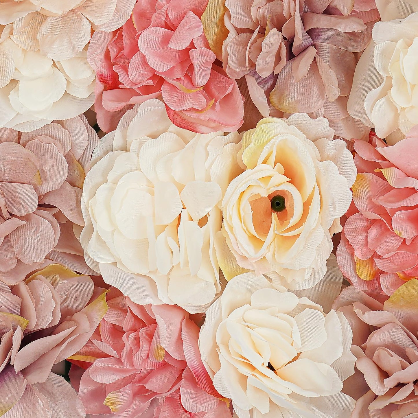 NeNchengLi 12Pcs Artificial Flower Wall Panel 3D Floral Backdrop Walls15 X 15" Flower Wall Decor Panel Flower Backdrop for Party Home Background Decor-Champagne, White, Pink