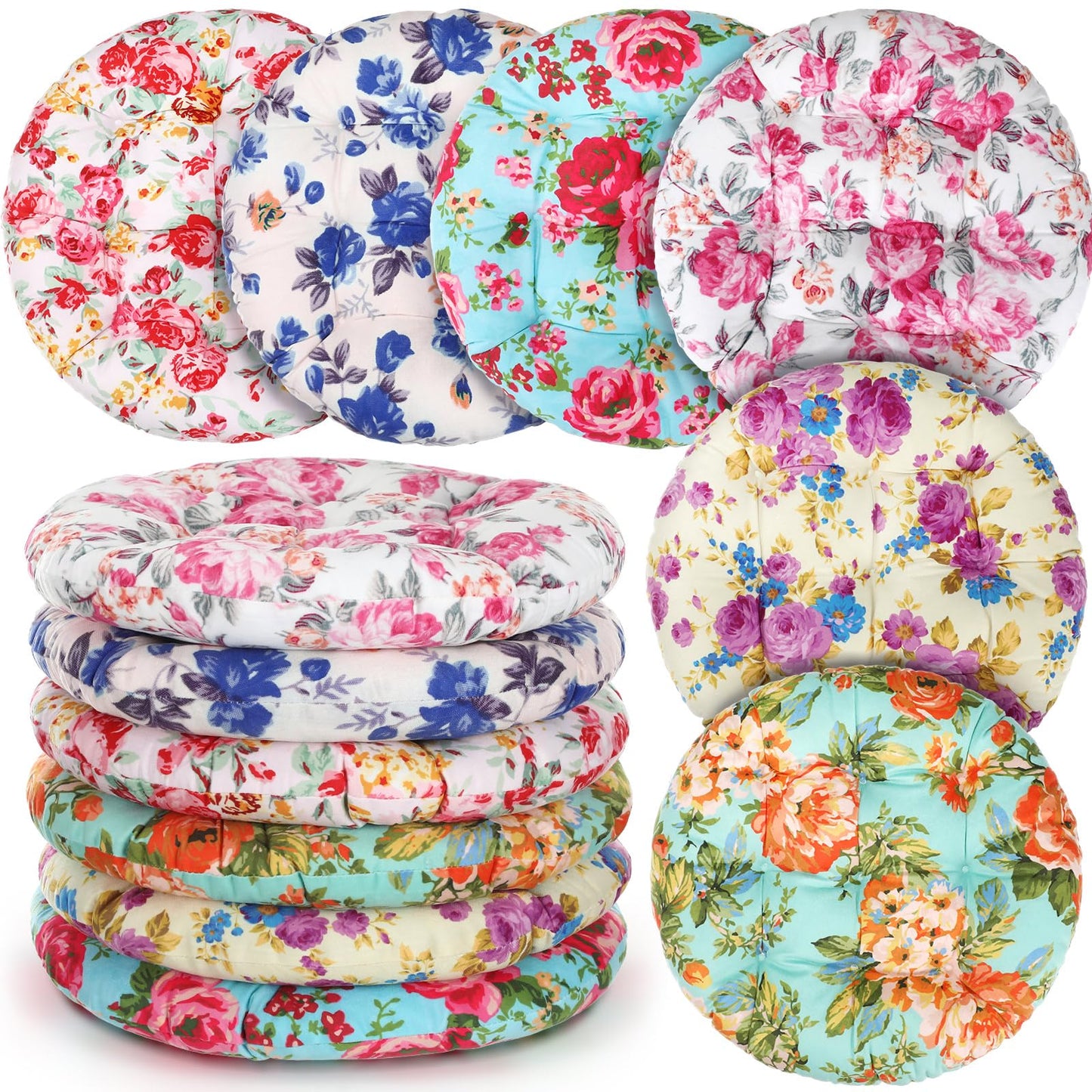 Briwooody 6 Pcs Boho Floor Pillow Cushions Seating 15 x 15 Inches Boho Floor Pillow Round Seat Reading Chair Cushions Yoga Mandala Meditation Pouf for Classroom Home School Playing Supplies