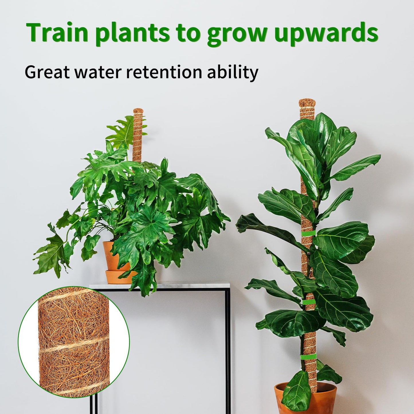 2 Pack 28 Inch Moss Pole Monstera Plant Support, Coir Moss Poles for Climbing Indoor Plants, Bendable Plant Stake Trellis for Potted Plant, Pothos, Philodendron