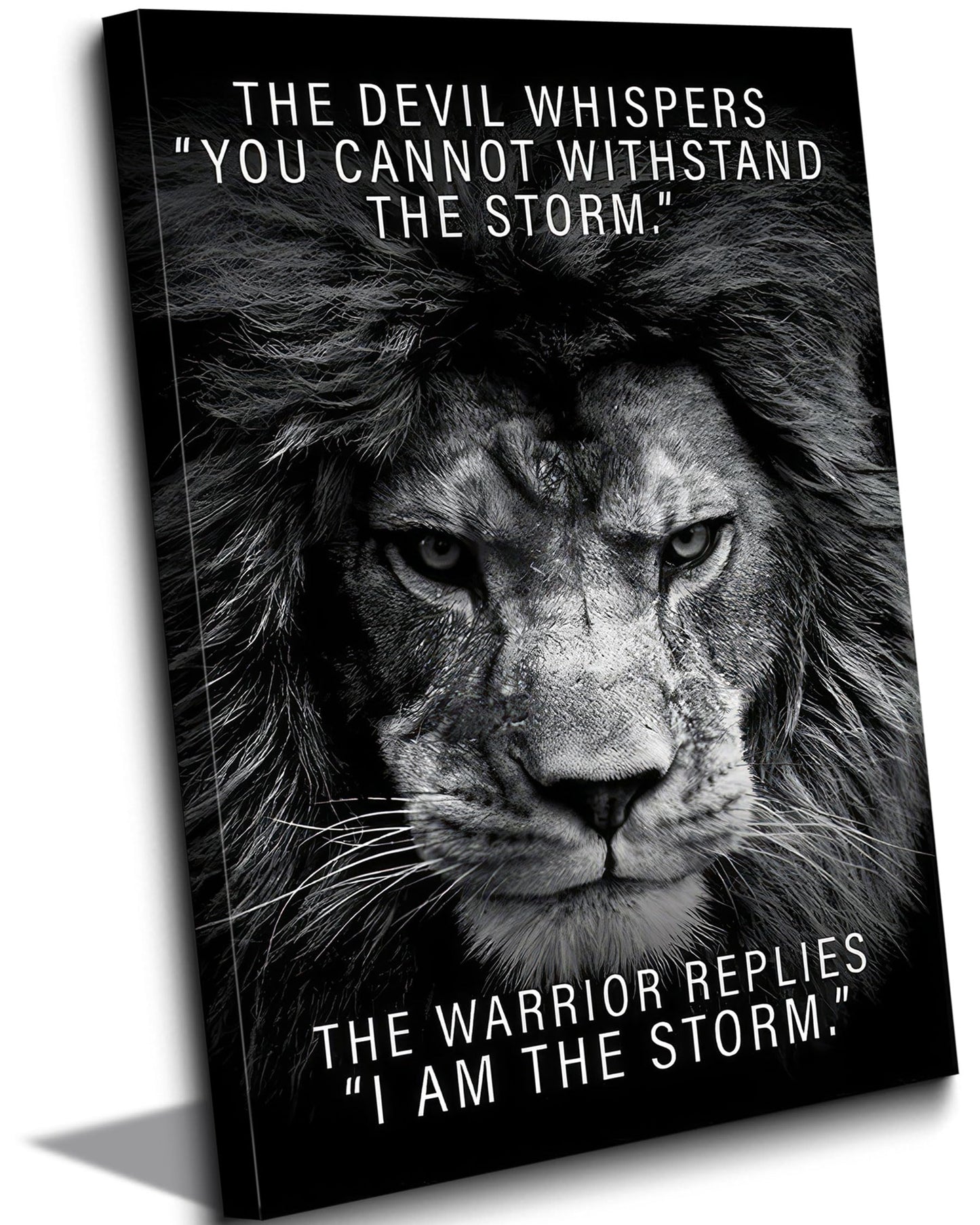 Black and White Lion Inspiring Canvas Wall Art Animal Motivational Picture Man Cave Inspirational Lion Poster Prints Modern Quotes Artwork Wall Decor for Bedroom Office Living Room 12x16in Framed