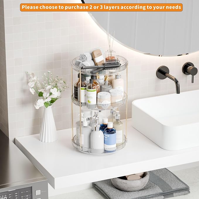 Yieach Acrylic 360 Rotating Makeup Organizer and Perfume Organizer (2 Tier)
