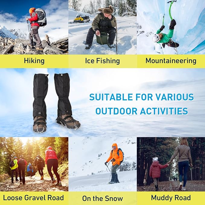 Gaiters for Hiking ??Waterproof and Breathable Leg Gaiters for Women and Men Boots, Adjustable Lightweight Shoes Gaiters for Hunting, Hiking, Mountaineering, Snow Gaiters for Hiking Boots
