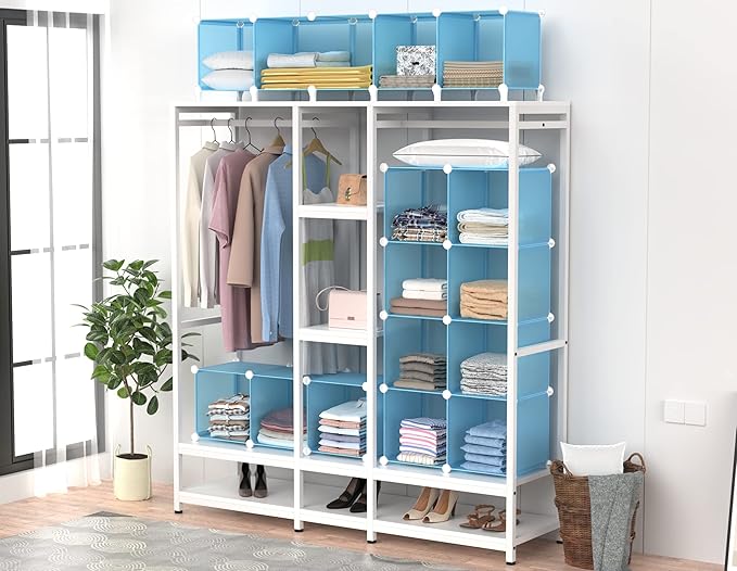 HOMIDEC Closet Organizers and Storage, 9 Cube Storage Organizer, Blue | Portable Closet Organizer Storage Cubes Shelves for Bedroom, Kids Room, Bathroom, Wardrobe