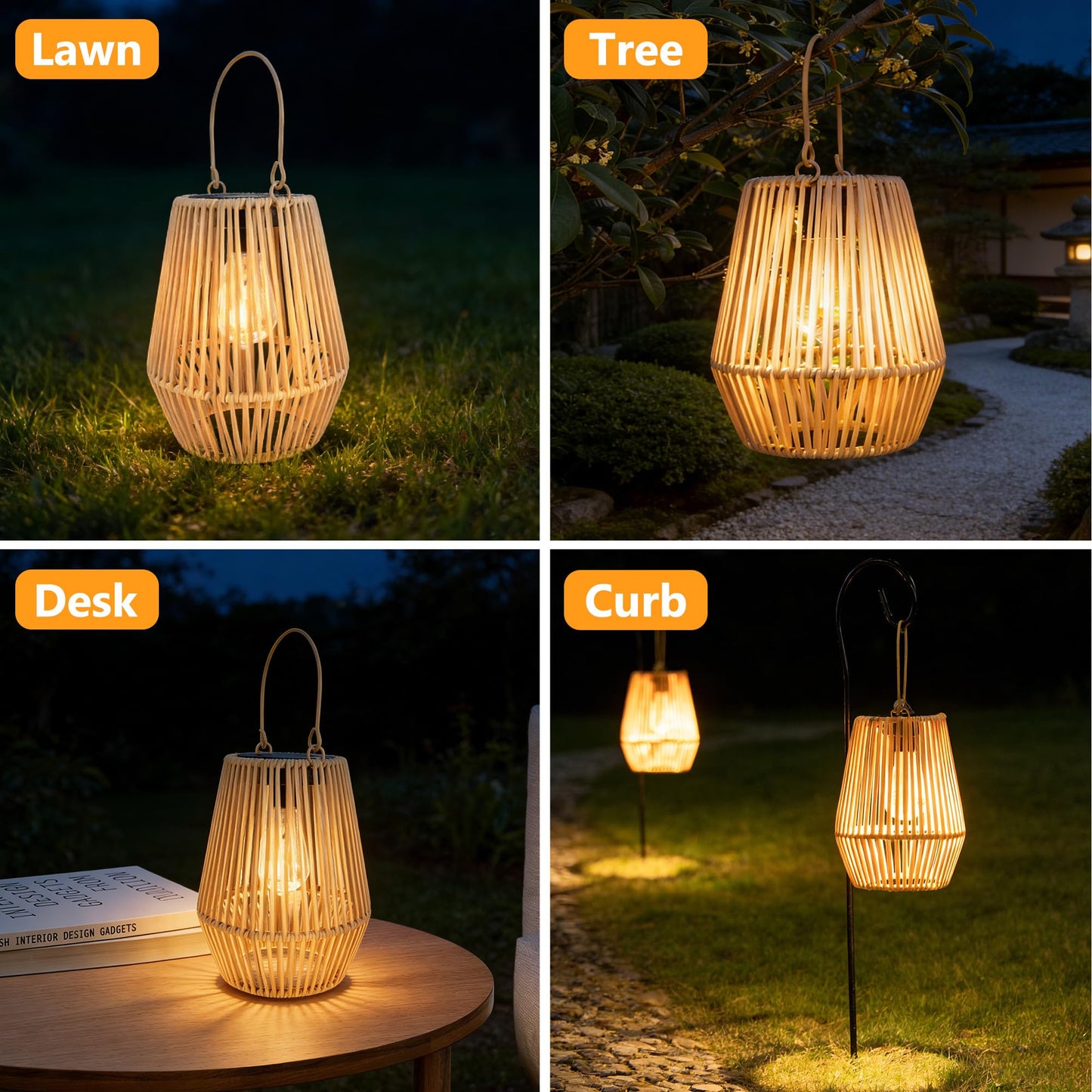 Solar Lanterns Outdoor Waterproof, Hanging Solar Lanterns Outdoor Gifts for Women Mom Grandma LED Garden Decor for Yard, Patio, Backyard, Porch, Trees, Lawn, Pathway (2 Pack)