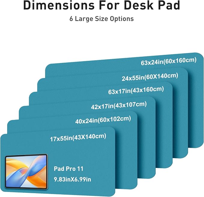 Aothia Faux Leather Desk Mat - Large Mouse Pad, Non-Slip PU Leather Blotter, Waterproof Writing Surface for Office and Home (Turquoise, 40" x 24")