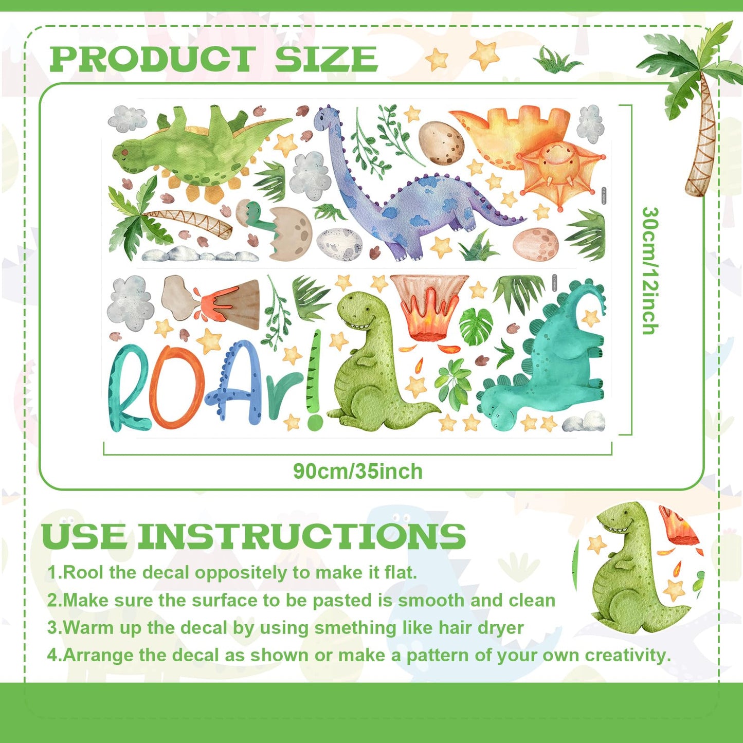 Resurhang Dinosaur Wall Decals Tree Dino Wall Stickers Large Boho Decals Home Decorations for Baby Nursery Boys Girls Bedroom Playroom Kindergarten Daycare Classroom Art Decor