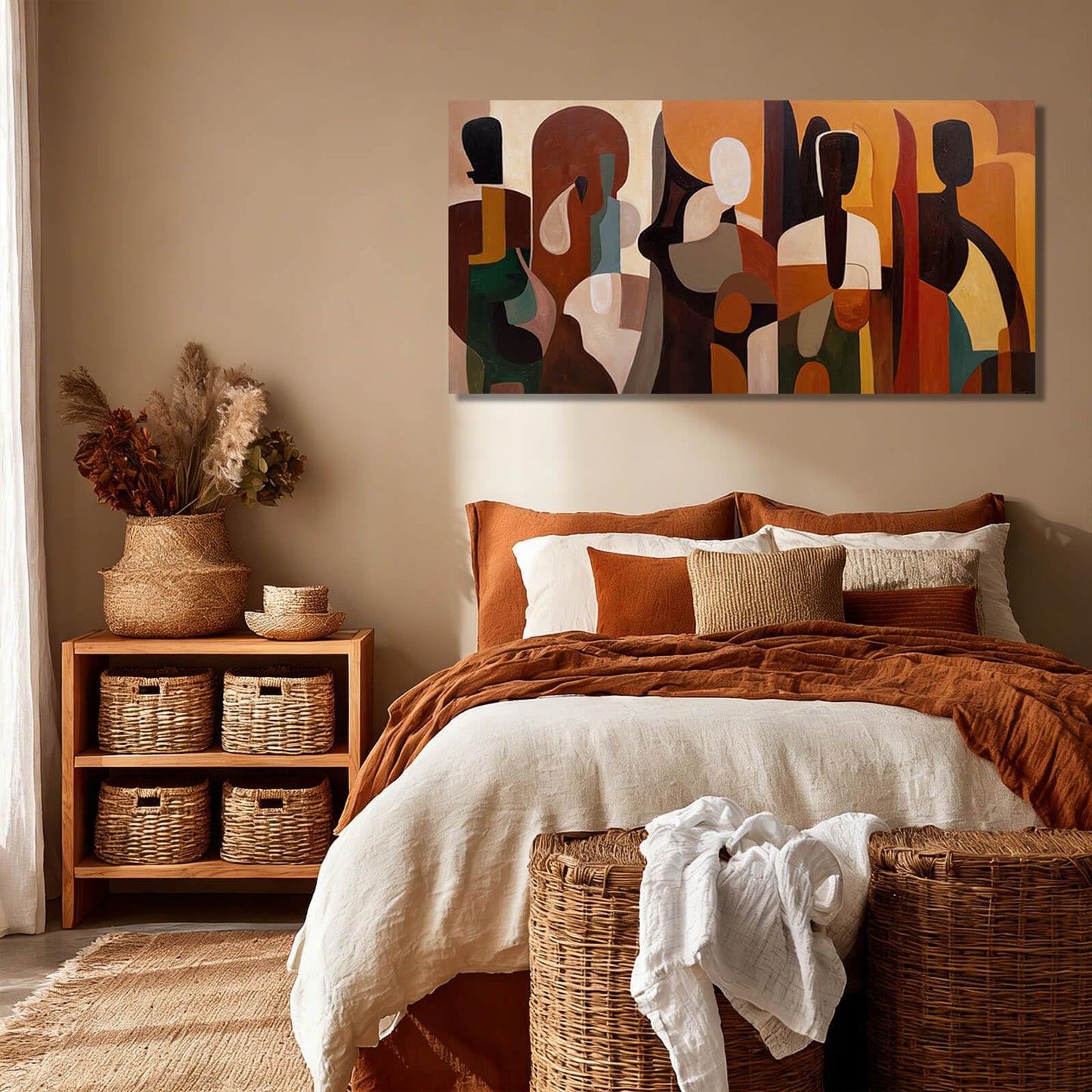 Abstract Wall Art Decor Framed Neutral Wall Prints for Office Geometric Graffiti Canvas Pictures for Dining Room Wall Decor for Living Room 24x48 Inch