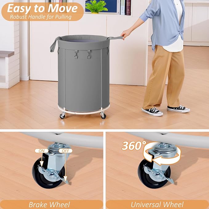 150L Large Capacity Rolling Laundry Basket Hamper with Wheels, Clothes hamper and Removable Bag for Home, Laundry Room, Bedroom, Bathroom, Apartment, Dorm