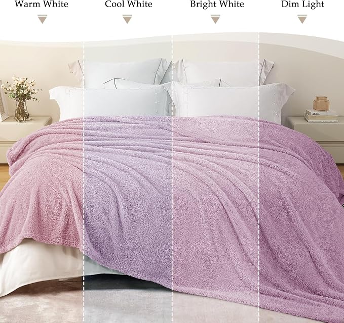 Exclusivo Mezcla Fleece King Size Bed Blanket, Ultra Soft, Lightweight and Fuzzy Light Purple Blanket for Women, Home Decor, 90x104 Inches