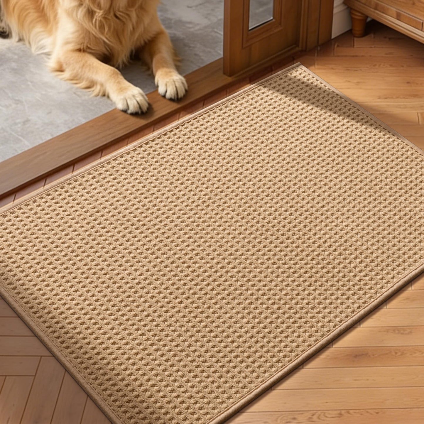 YIHOUSE Indoor Door Mat 24" x 36", Non-Slip Washable Entryway Mat, Dirt Trapper Absorbent Entrance Mat, Low Profile Floor Mat for Front/Back Door, Entryway, Khaki