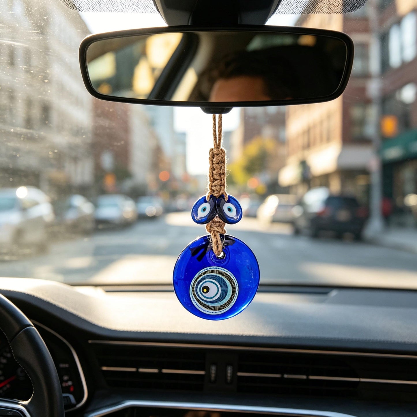 3.1'' Large Glass Evil Eye Amulet Turkish Nazar Bead Home Protection Charm Wall Hanging Ornament for Christmas Tree