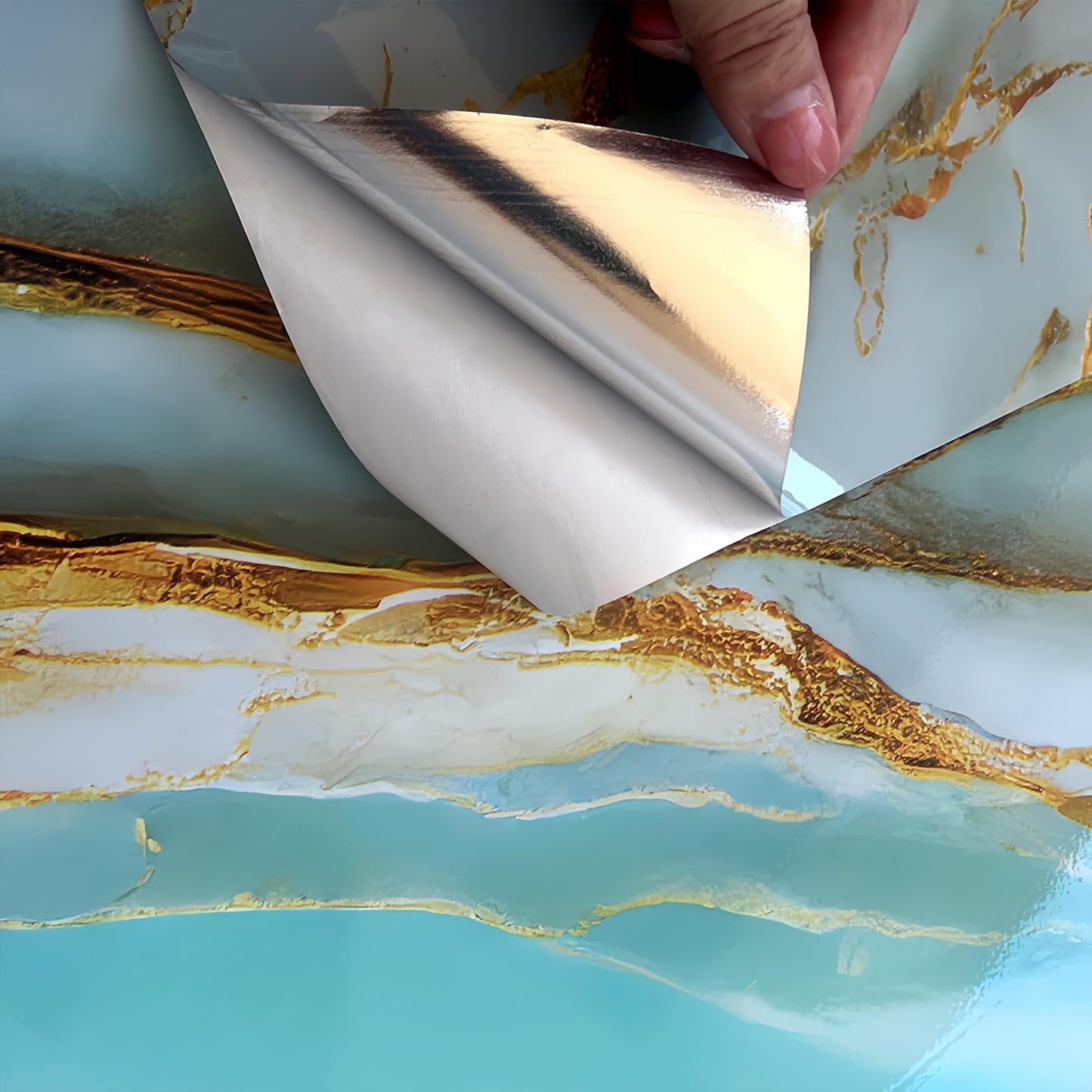 mwpqbd Wallpaper Kitchen Cooktop Oil Resistant Sticker Furniture Renovation Sticker Living Room TV Background Marble Texture Light Luxury Wallpaper Self-Adhesive (Marble Grain)