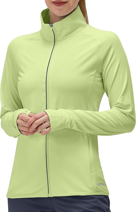 Women's UPF 50+ UV Sun Protection Clothing Long Sleeve Athletic Hiking Shirts Lightweight SPF Zip Up Outdoor Jacket