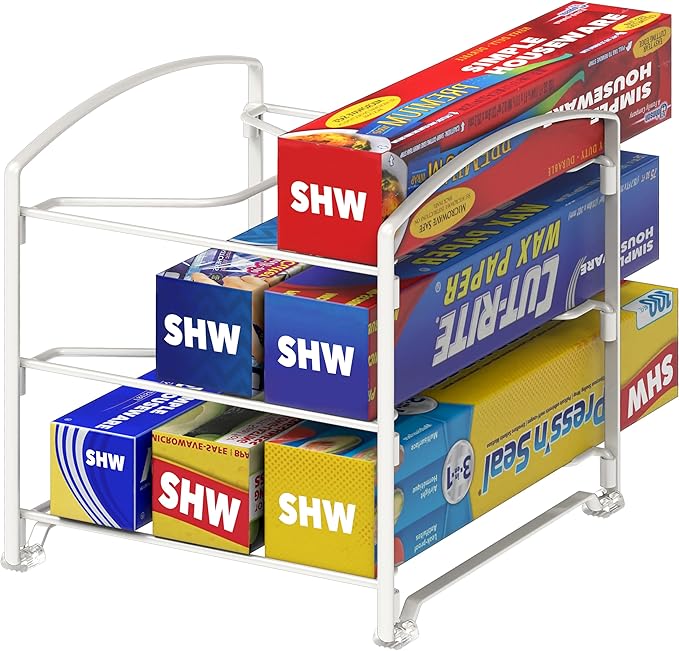 Simple Houseware Kitchen Wrap Organizer Rack, White