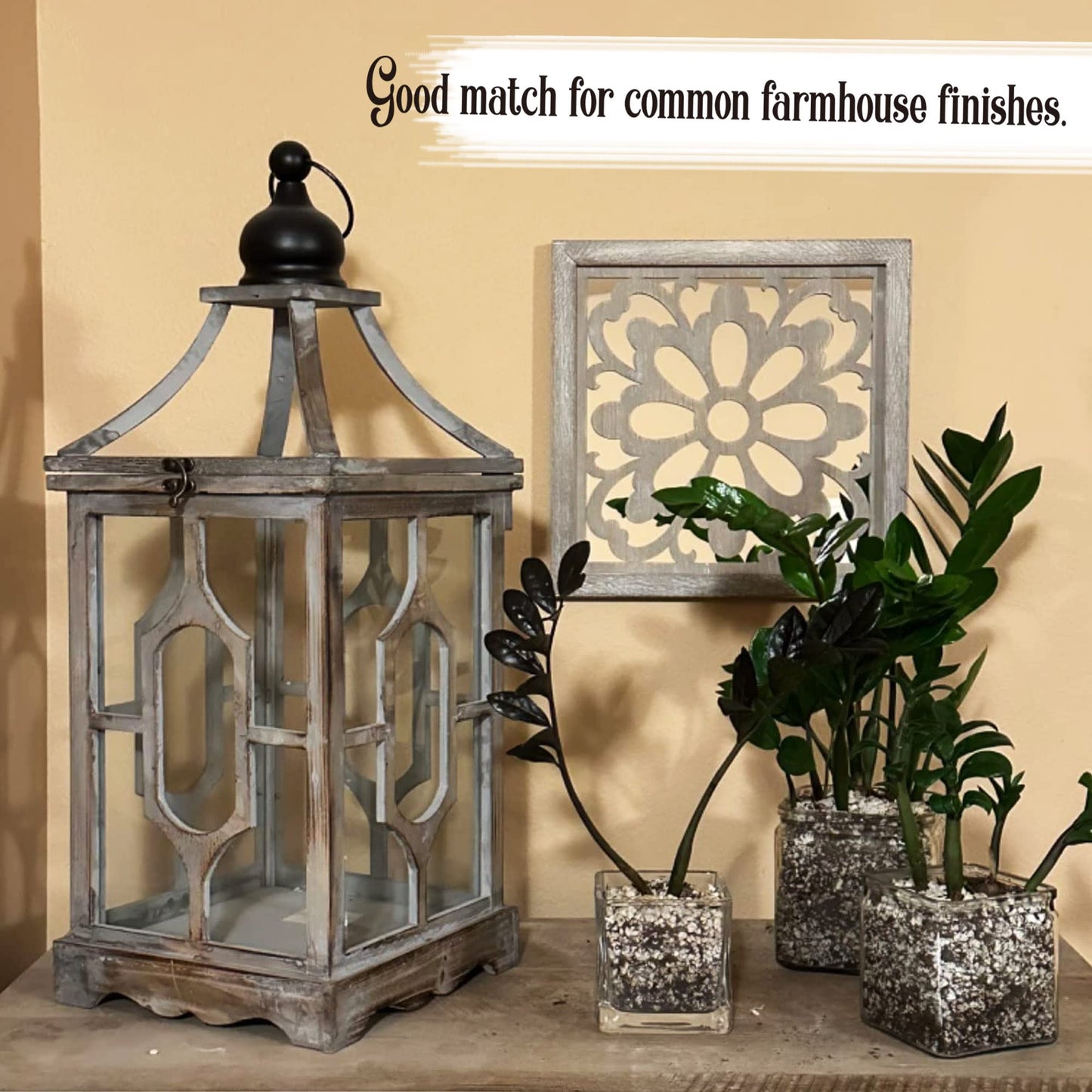 Yudarte 2pcs Set Square Mandala Cutout Wall Mirror Decor - Farmhouse Rustic Decorative Mirrors for Bedroom Bathroom Living Room Kitchen Entryway 12x12 Inches