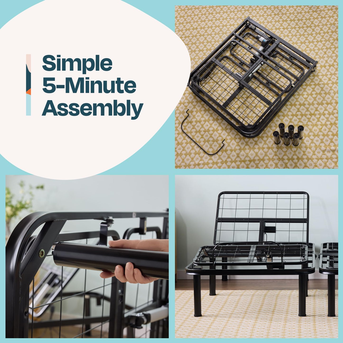 Linenspa Adjustable Bed Frame - Independent Head and Foot Incline - Powerful Quiet Motor - Easy Toolless Assembly - Lounging - Watch TV - Working - Reading - Ergonomic - Electric Bed Base - Full Size