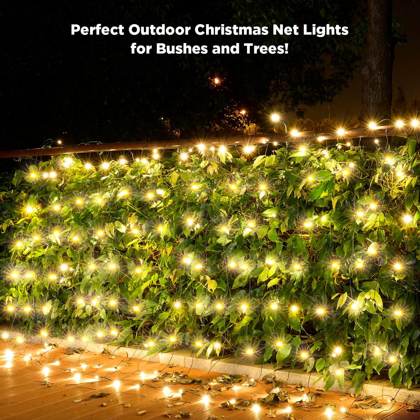 Led Net Lights Christmas Lights Outdoor 200Led 9 ftx 6ft Upgraded WarmWhite Christmas Net Lighting, Waterproof 5mm LED Wide Angle Outdoor Indoor Mesh Net Light for Trees, Bushes, Shrubs Decorations