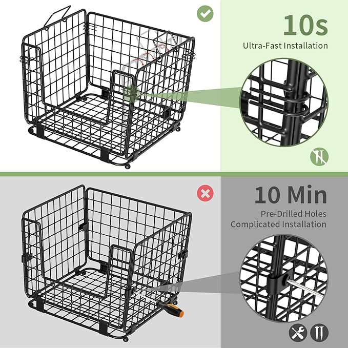 Wire Storage Basket for Kitchen Pantry: GGIU Stackable Kitchen Counter Organizers - Wire Organizing Bin for Produce Fruit Vegetable Potato and Onion Black