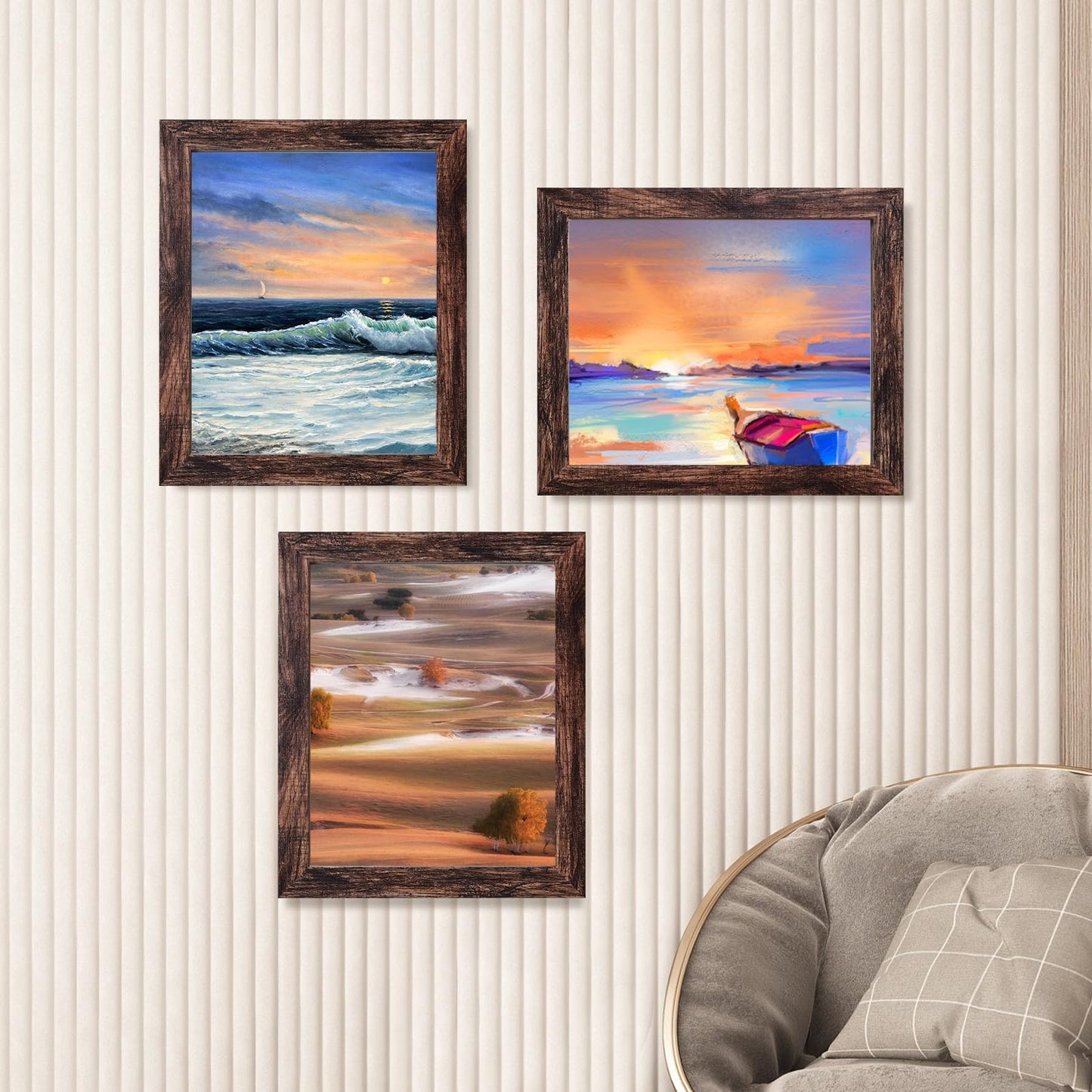 LUCKYLIFE 8x10 Picture Frame Brown for Wall Mounting or Tabletop Display, 2 Pack