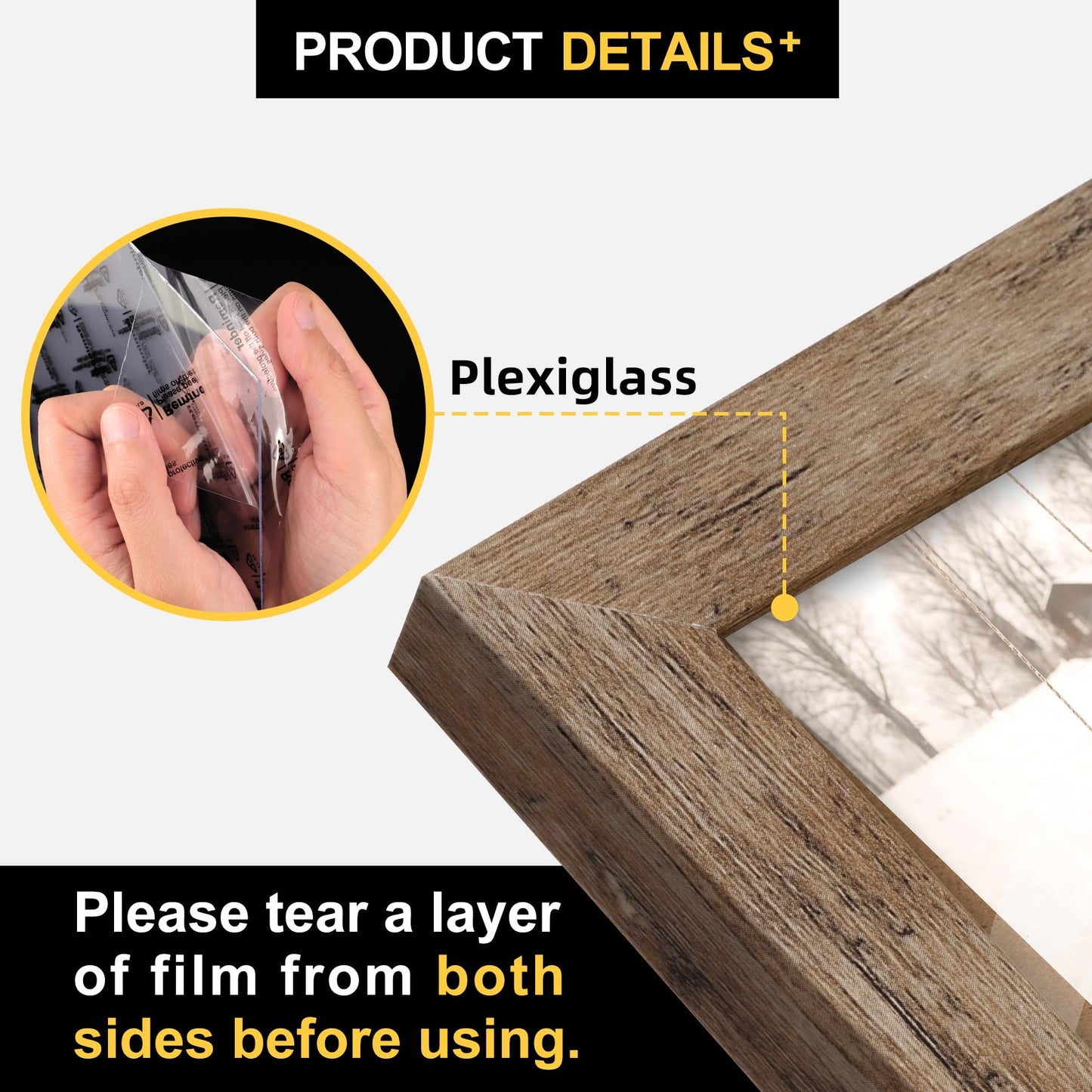TOFOREVO 4x4 Picture Frames Set of 6 Rustic Wood Grain Photo Frame for Gallery Wall Mounting or Tabletop Display