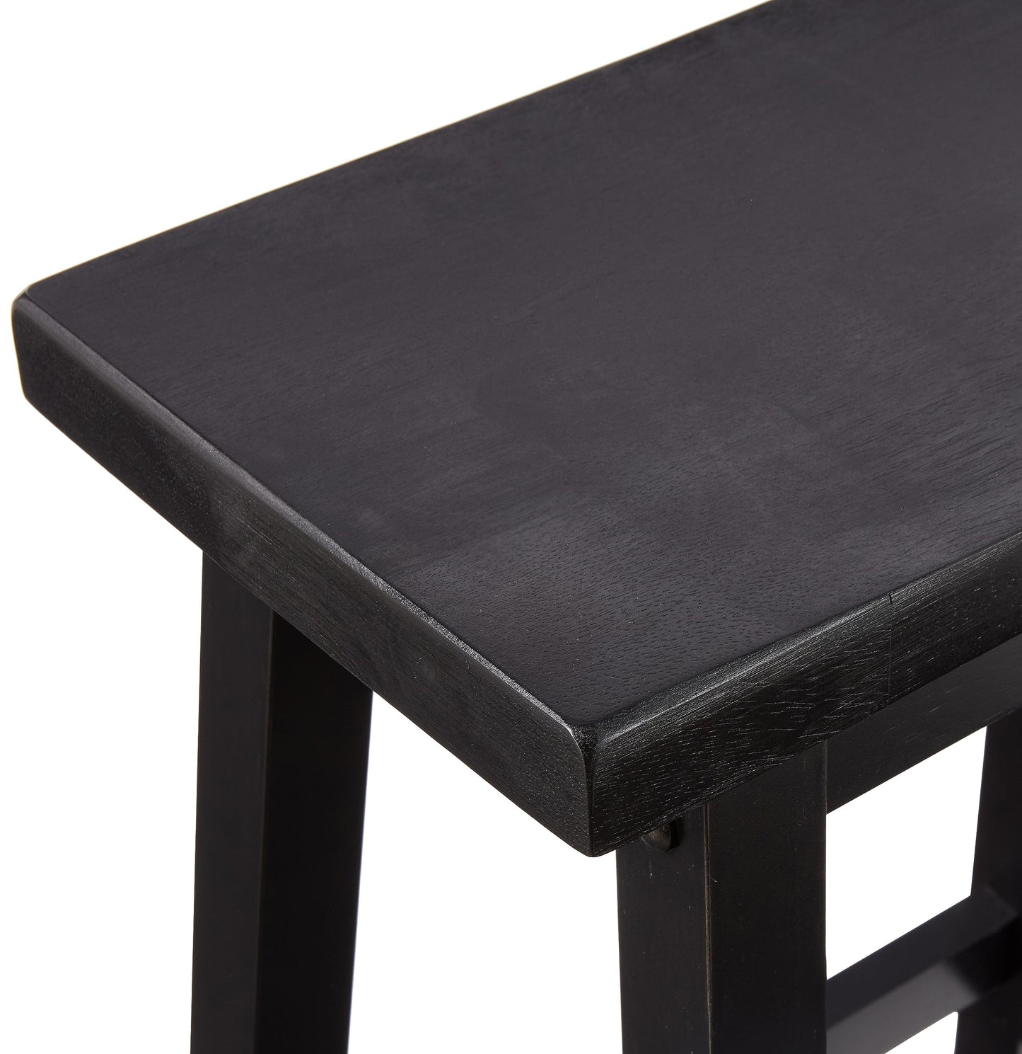 Amazon Basics Solid Wood Saddle-Seat Counter Height Bar Stools for Kitchen Island and Home Bar with Footrest, 29-Inch Height, Black, Set of 2