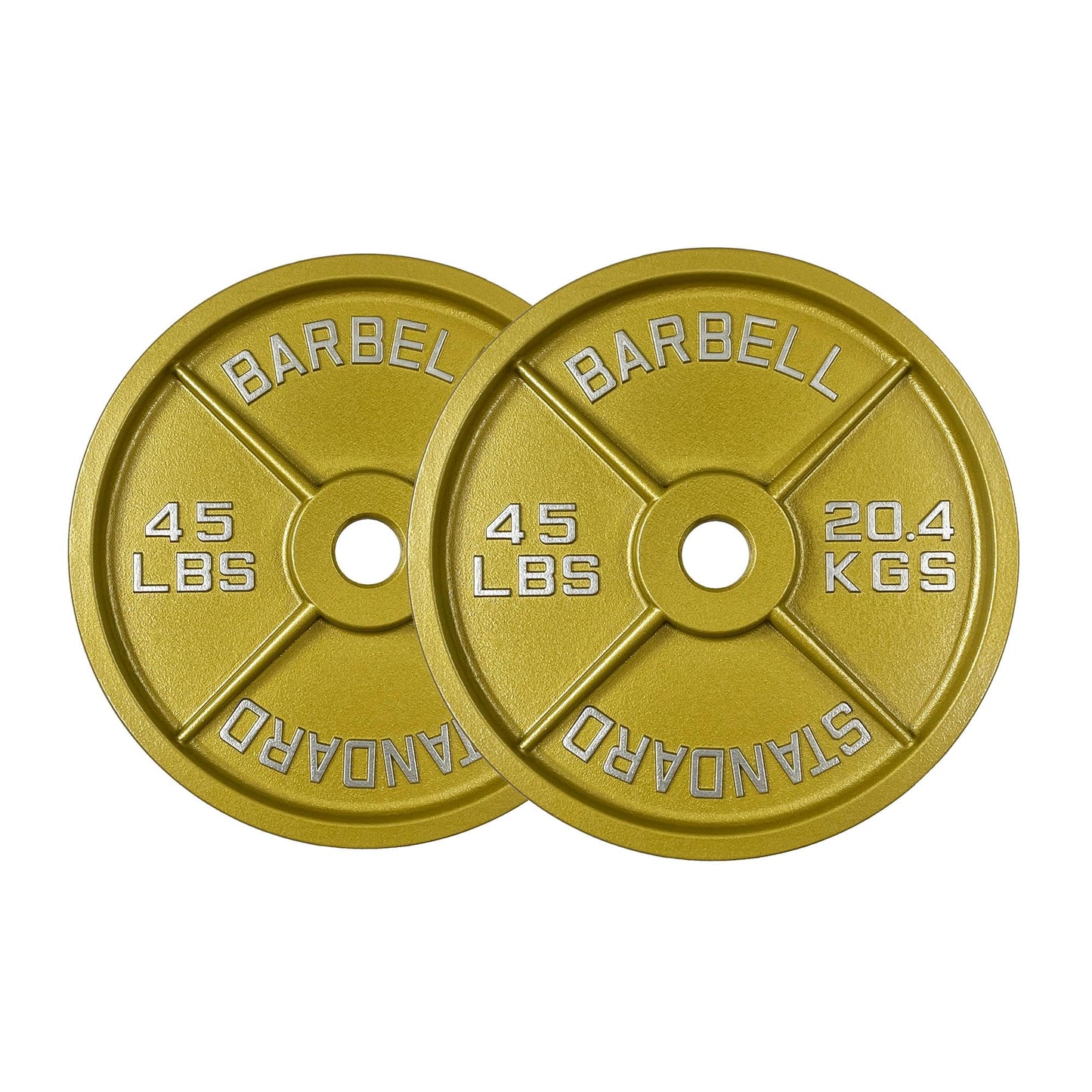 Gold Finish Olympic Steel Plates - Pairs and Sets 2 Inch Barbell Standard in Premium Gold for Weight Lifting (175lb Set)