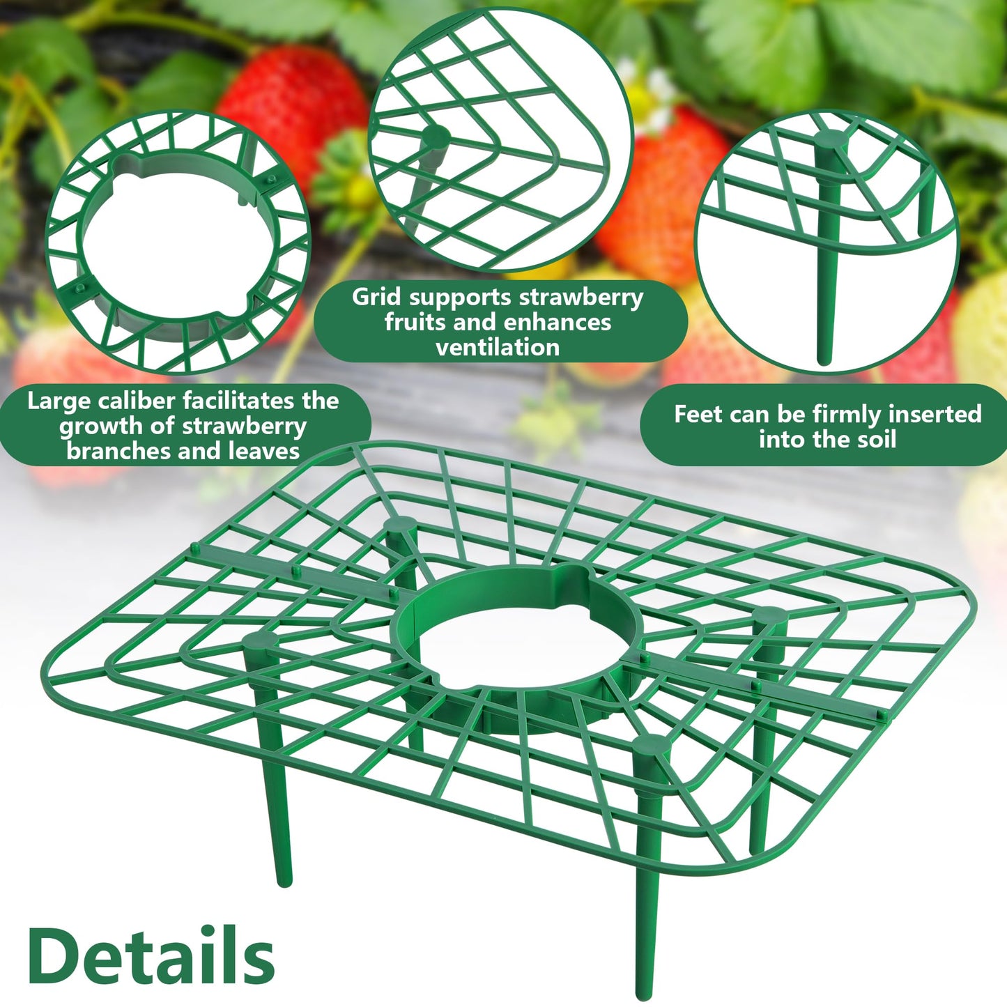 Iceyyyy 12 Packs Square Strawberry Supports-Strawberry Growing Racks- Plant Support Strawberry Stand Holder Growing Frame Keep Berries Clean