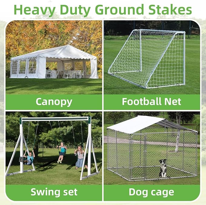 Black Trampoline Stakes Anchors High Wind 12inx6mm Galvanized U Hook 10pcs Rebar Stakes – Heavy Duty Ground Anchors for Trampoline,Yard & Inflatable,Landscape Metal Stakes for Outdoor Decorations