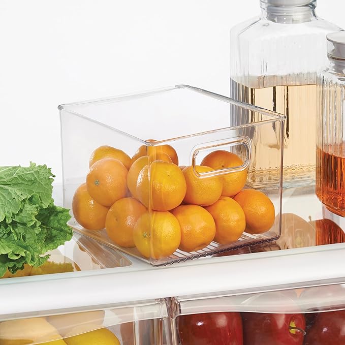 iDesign Pantry Storage Bin with Handles | Clear, For Kitchen Cabinets or Fridge, Made in USA