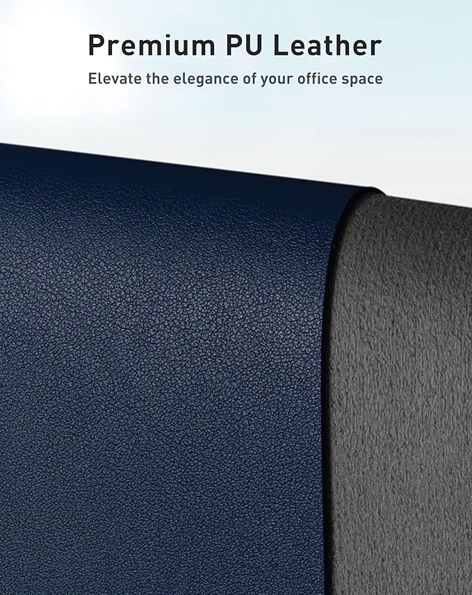 Aothia Faux Leather Desk Mat - Large Mouse Pad, Non-Slip PU Leather Blotter, Waterproof Writing Surface for Office and Home (Dark Blue, 63" x 24")
