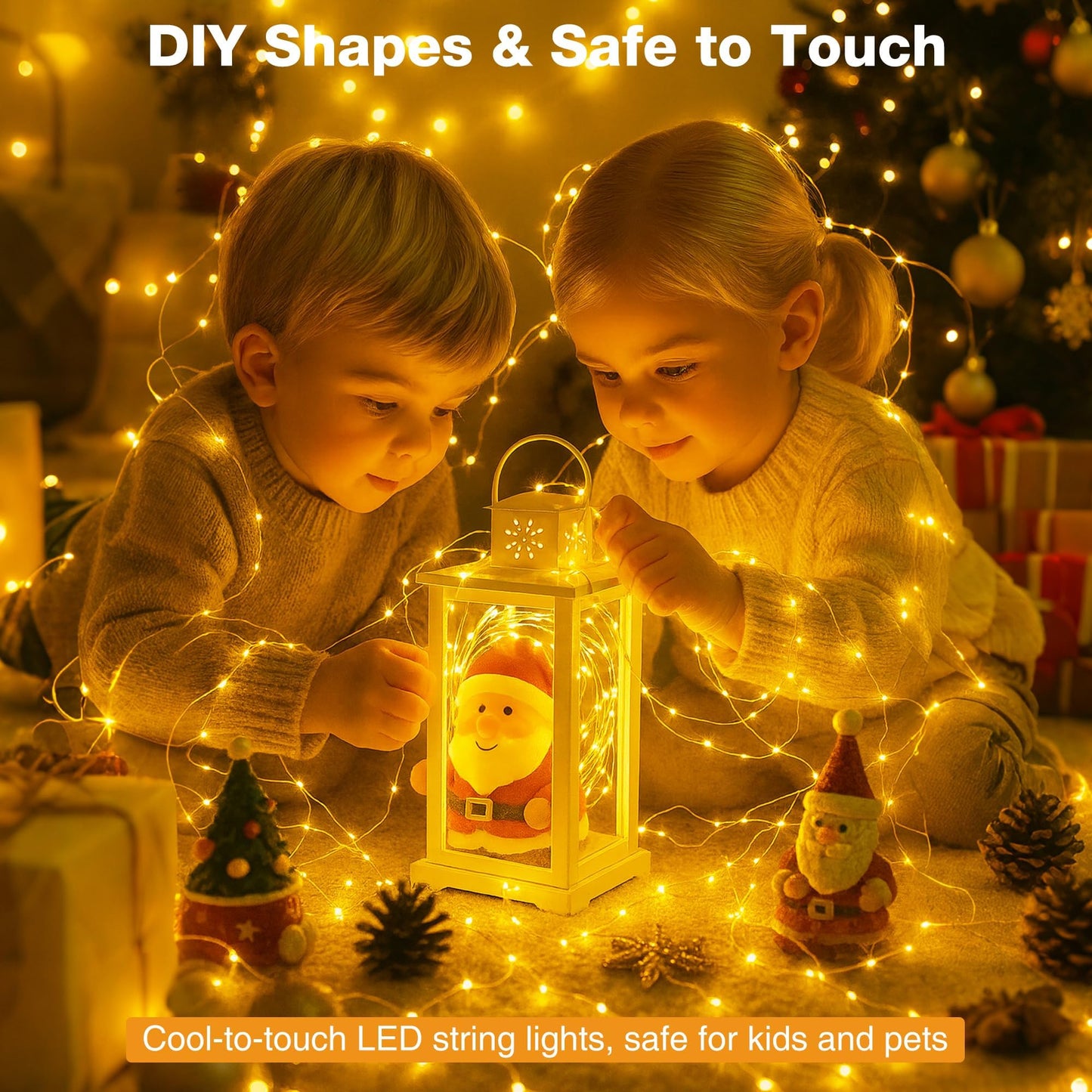 Fairdeer 16FT 50 LED Fairy Lights Battery Operated with Timer, 8 Modes USB Mini Twinkle Light, Small String Lights for Tree Wreath Vase Bedroom DIY Holiday Wedding Mothers Day Decorations-Warm White