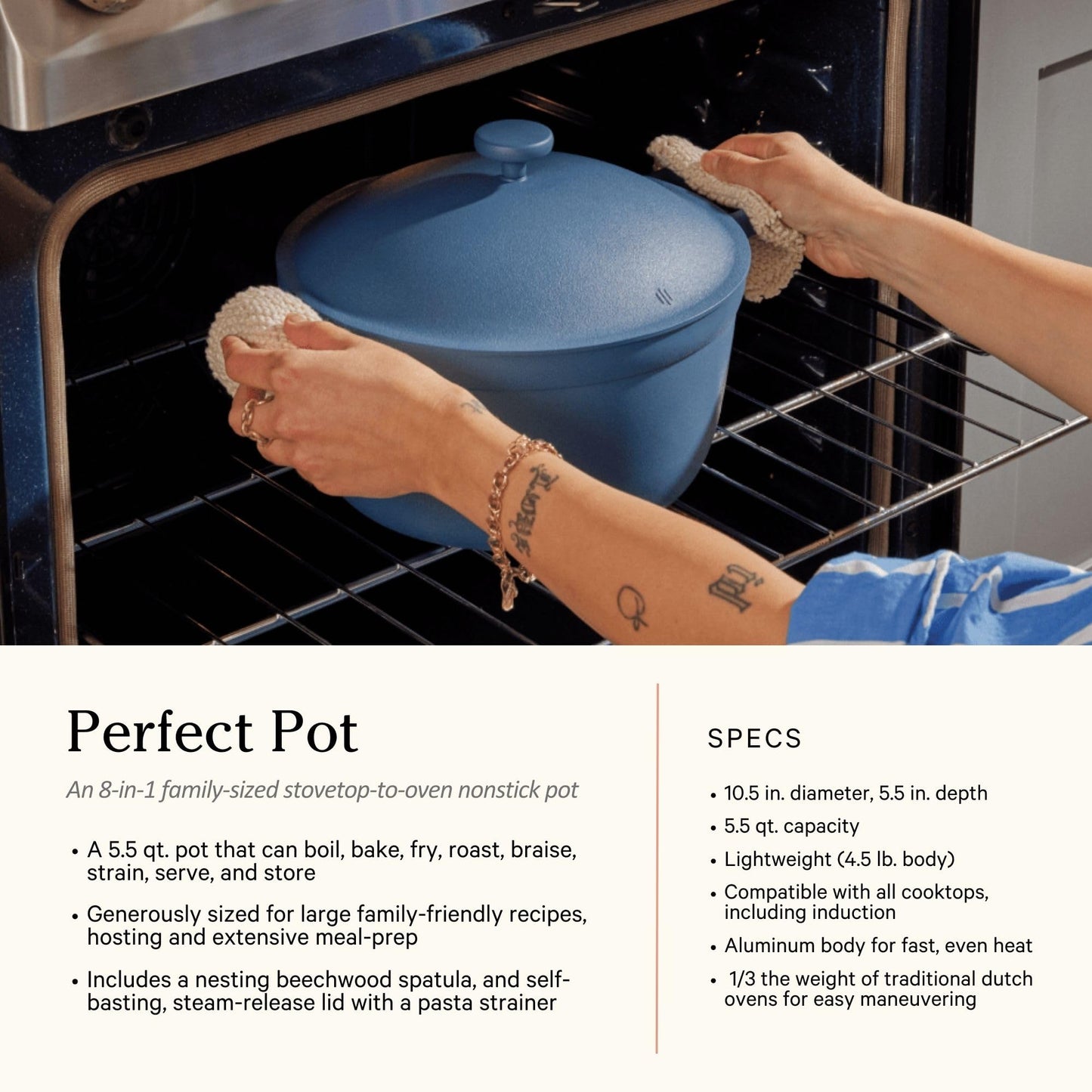 Our Place Cookware Duo | 7-Piece Ceramic Cookware Set with 10.5" Always Pan 2.0, 5.5 Qt Perfect Pot & Strainer Basket | Induction & Oven Safe up to 450°F | Nonstick, Non-Toxic Cookware | Char