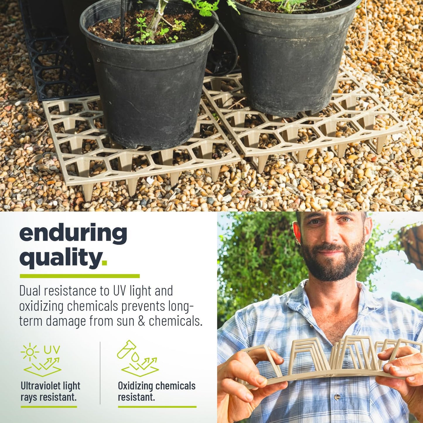 Cannrise Plant Riser – Modular Pot Spacer for Grow Bags, Planters & Containers – UV Resistant Drainage Tray for Airflow, Root Health & Cleaner Surfaces (Standard White, 7 Pack)