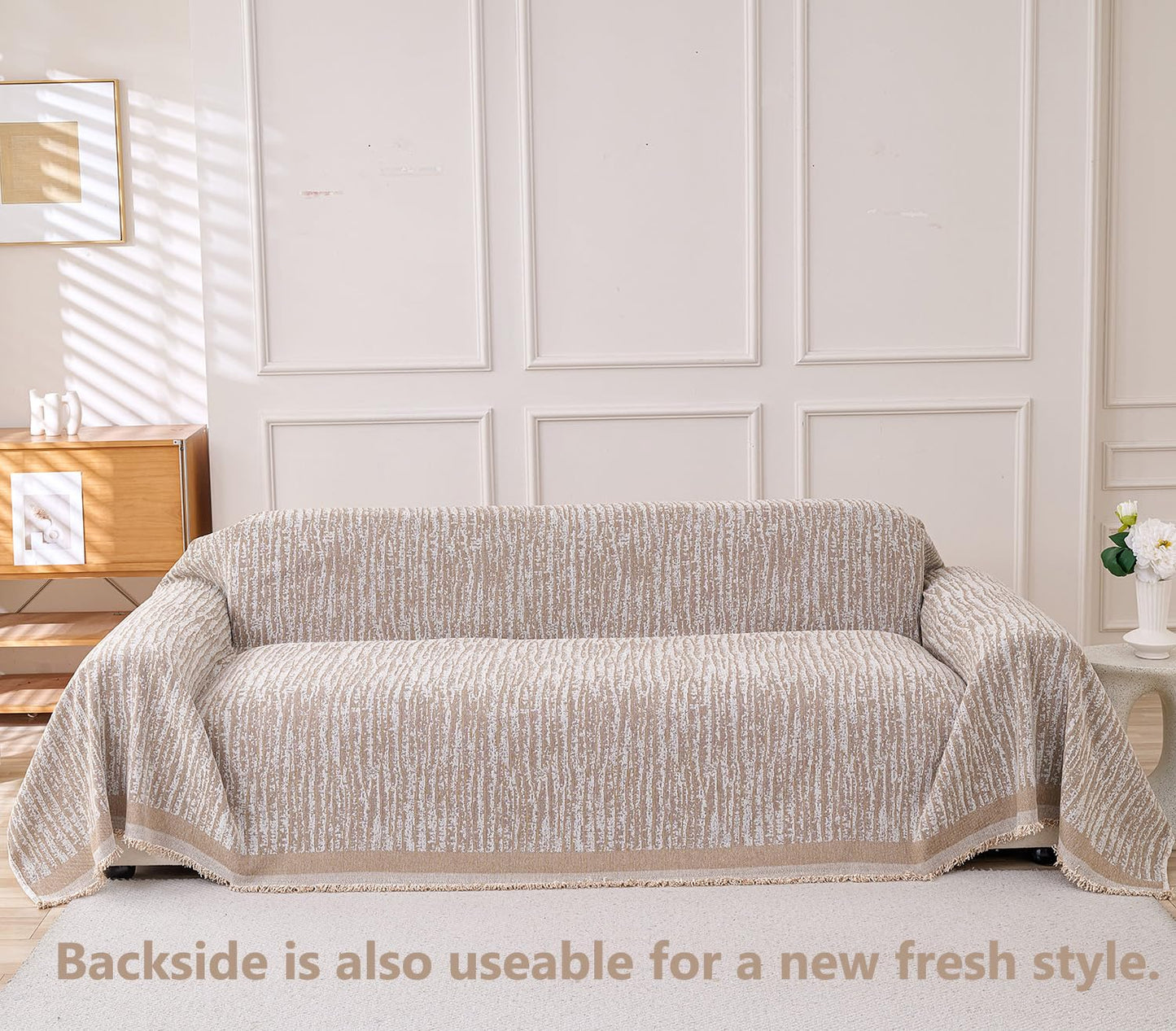 Erke Couch Cover Sheet Blanket, 3-Seat Standard Size Sofa Cushion Slip Covers, L Shape Sectional Furniture Decor Protector, Machine Washable Chenille Slipcover for Pets Dogs Cats