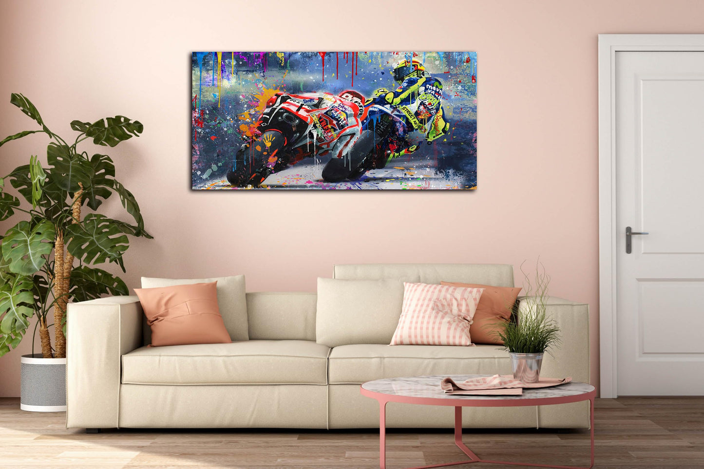 CANEITO Graffiti Motorcycle Wall Art for Teen Boys Room, Cool Posters Bedroom Picture Art, Racer Sports Canvas Art Print Painting Wall Decor for Living Room, 40"x20"