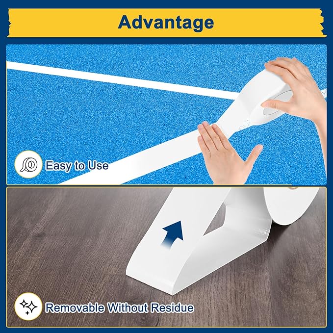 Pickleball Court Tape, Outdoor Pickleball Lines, No Residue Court Marking Kit for Temporary/Gym/Tennis/Driveway/Badminton/Backyard/Sport