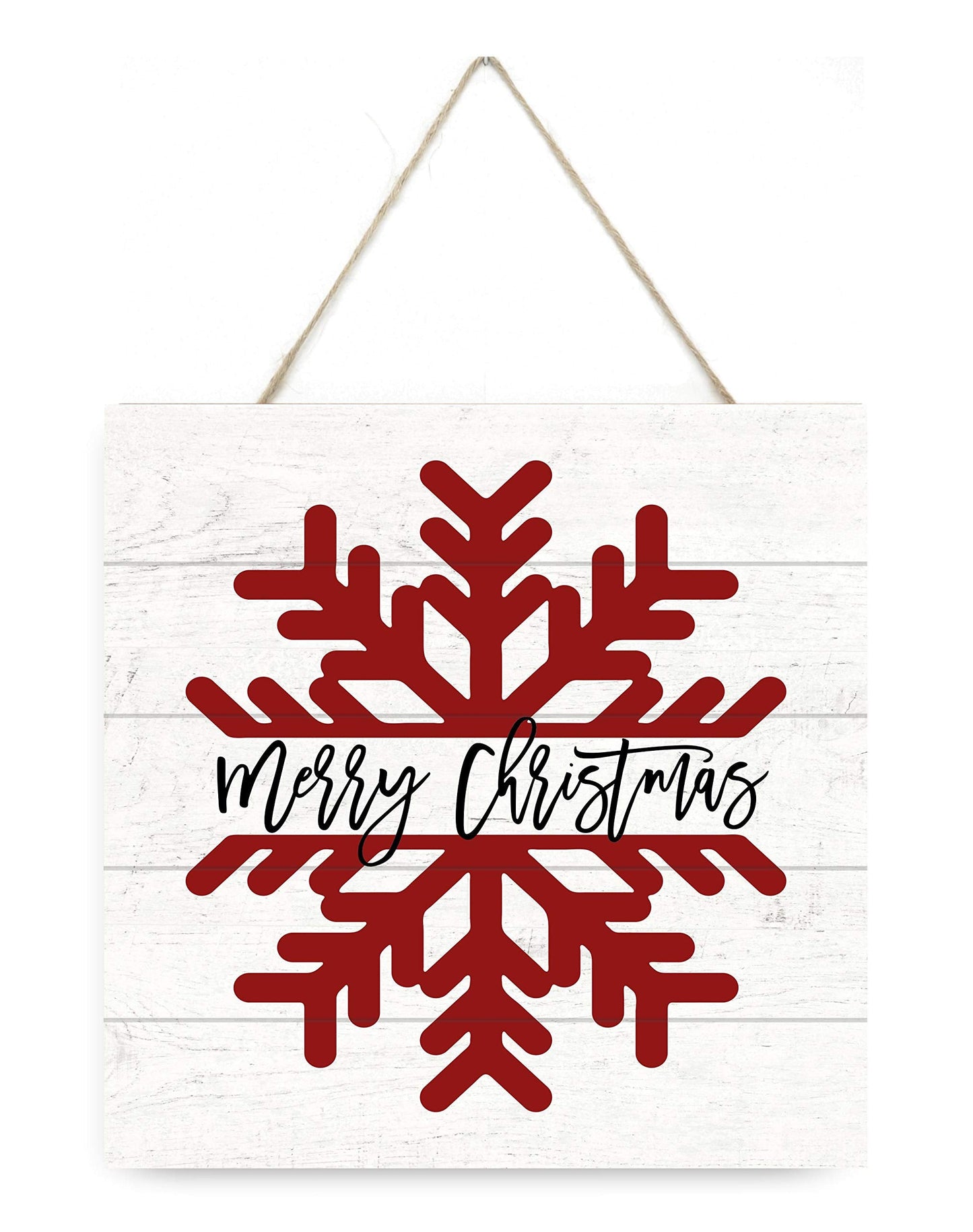 MRC Wood Products Merry Christmas Snowflake Wooden Plank Sign 7.5x7.5