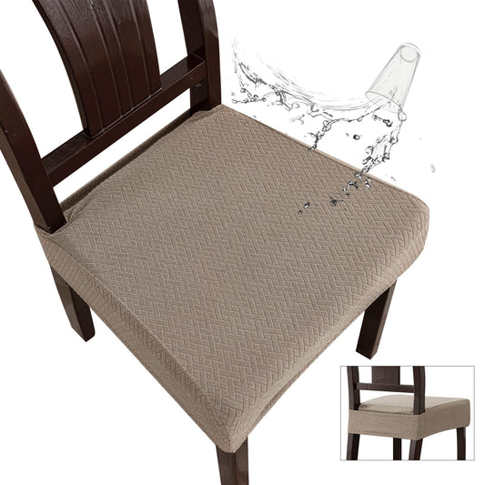 Genina Waterproof Seat Covers for Dining Room Chair Covers Waterproof Dining Chair Covers (4 PCS-Rear-Covered, Taupe)