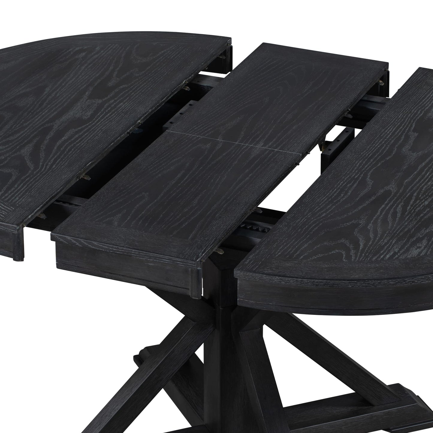 ERYE Retro Style Round Dining Table Functional Wooden Extendable Oval Dining Table with 12" Leaf and Natural Wood Grain Variation Tabletop