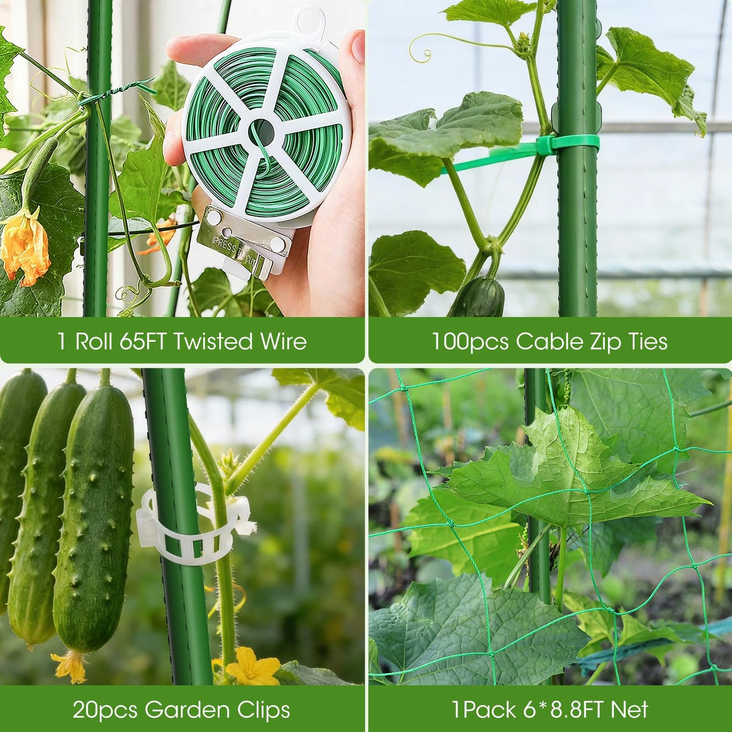 MQHUAYU Cucumber Trellis for Raised Bed,U-Shape Garden Trellis for Climbing Plants Outdoor, Metal Arch Vegetables Trellis, Plant Support for Vine (Green, 47.2x47.2 X21.6)