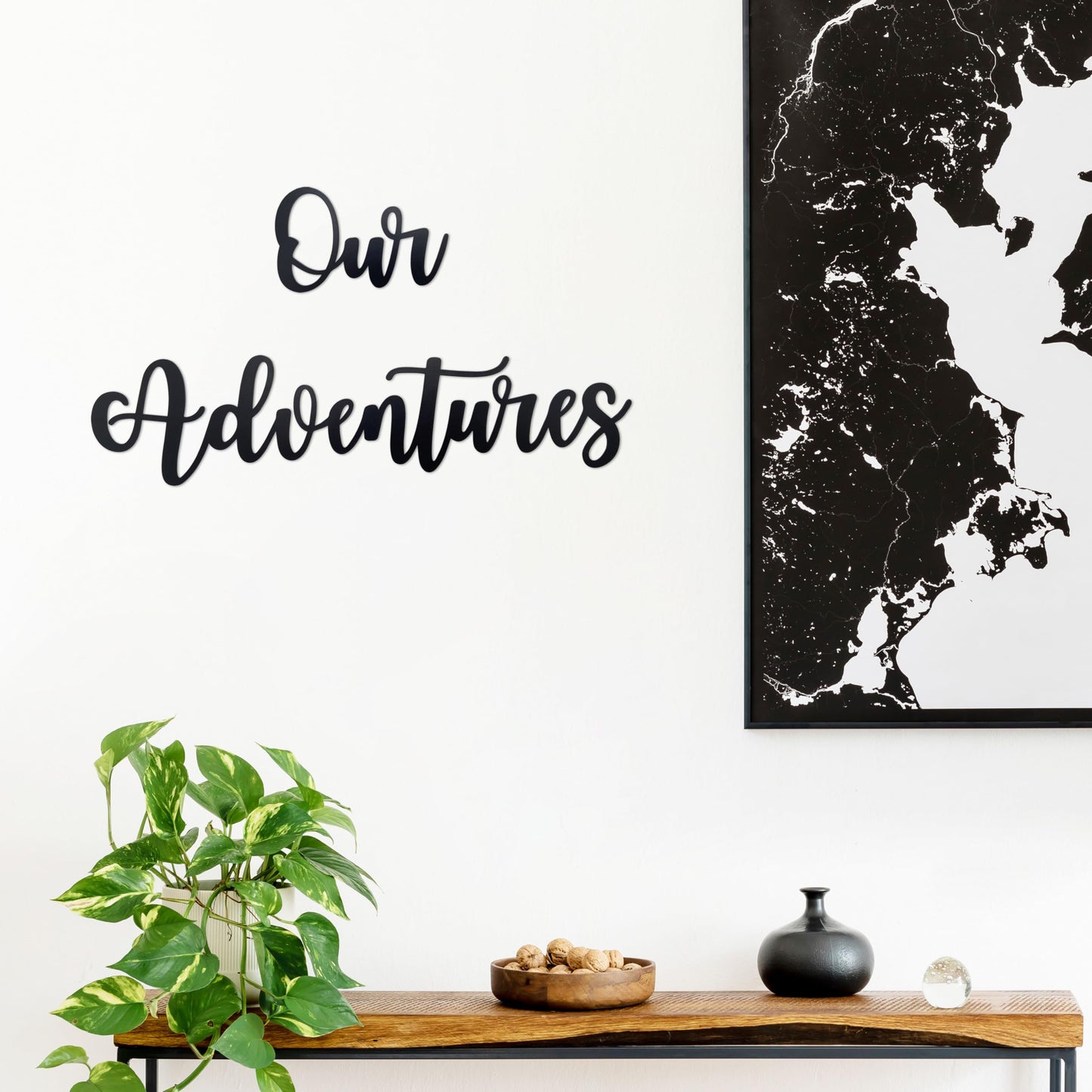 PRIMESTL Travel Wall Art & Adventure Decor – Our Adventure Metal Wall Decorations for RV Decorations, Travel Decor, Unique Design Gift for Travel Lovers, 22.05" x 3.58"