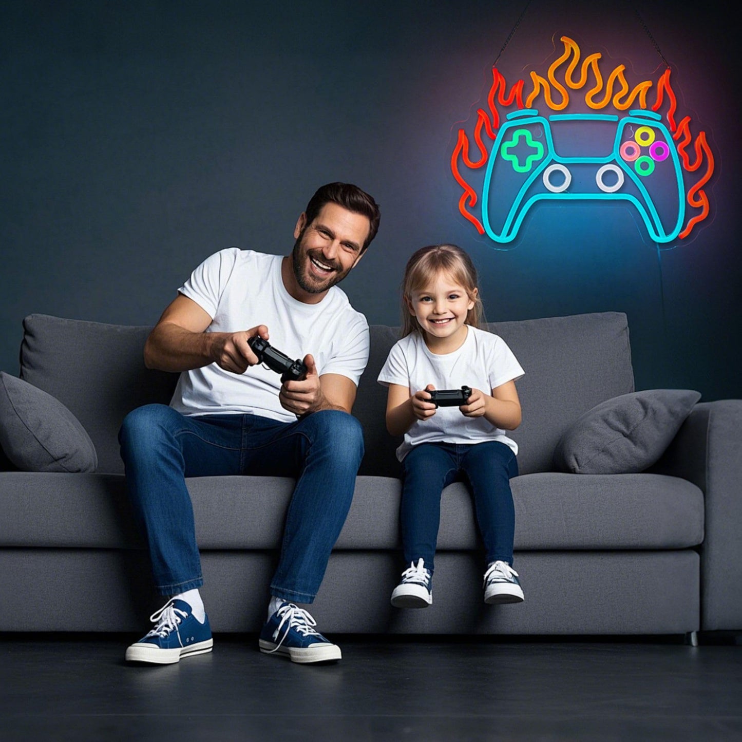Gamer Neon Sign, Gamepad LED Sign, Flaming Game Controller LED Light for Gamer Room Decor, Neon Gaming Signs for Wall Decor Gifts for Teens Boys Kids