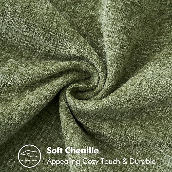MIULEE Pack of 2 Euro Sham Pillow Covers 24x24 Inch Sage Green Farmhouse Decorative Throw Pillow Covers with Stitched Edge Soft Chenille Solid Dyed Summer Pillow Covers for Bed Sofa Couch Living Room
