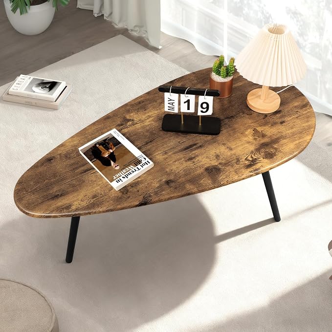 Modern Coffee Table for Living Room Small Mid Century Coffee Tables Rustic Oval Coffee Tables Retro Accent Sofa Center Tables for Living Room Easy Assembly 22" D x 43" W x 18" H