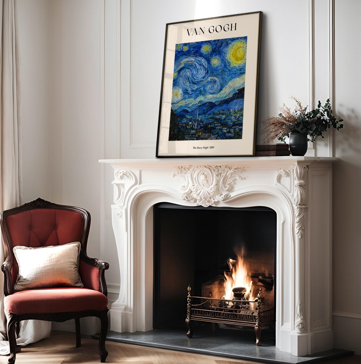 Poster Master The Starry Night Print - Van Gogh Poster - Masterpiece Art - Abstract Landscape Wall Design - Impressionism Art - Classic Living Room or Office Decor - 8x10 UNFRAMED Wall Art