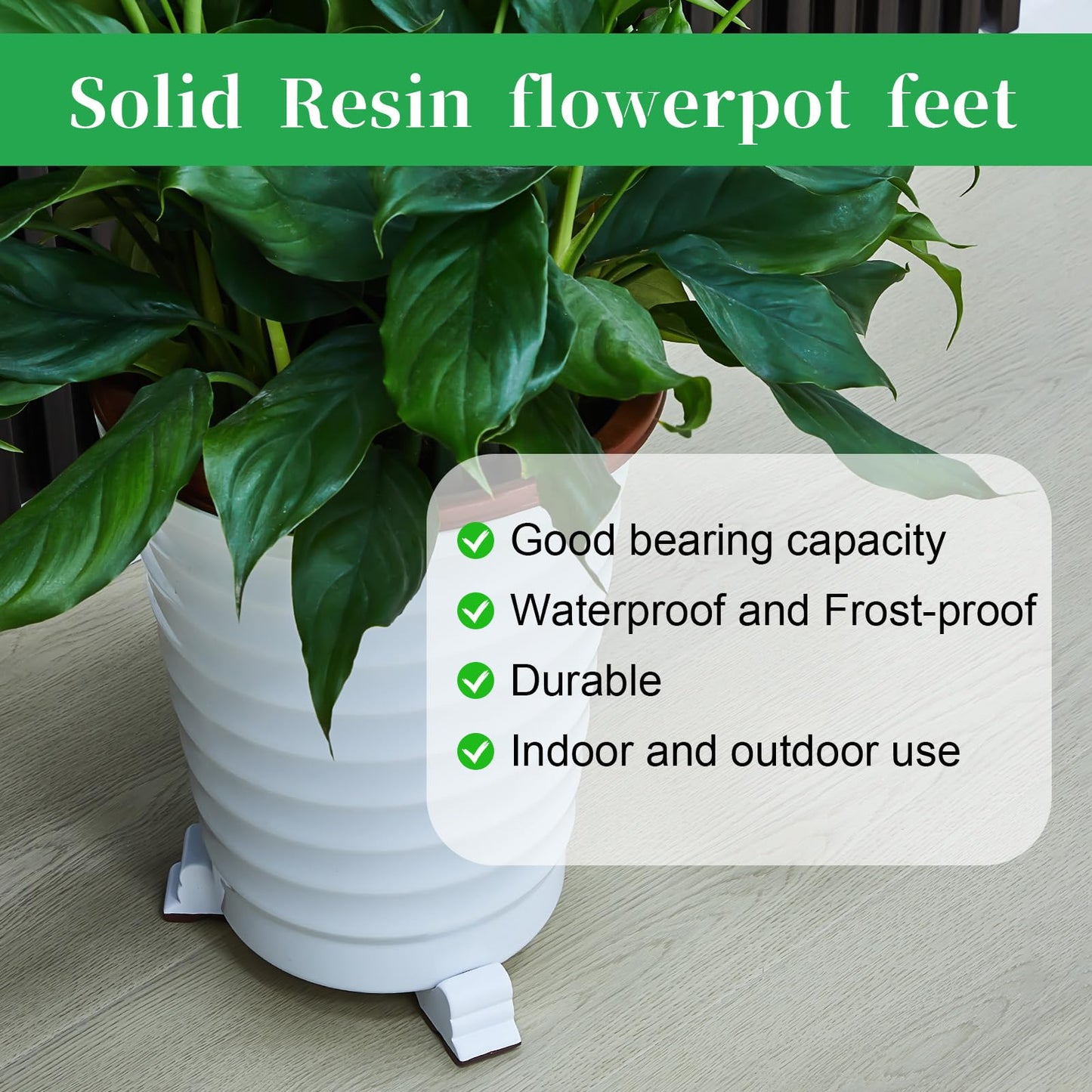 Kigeli 12 Pcs Resin Pot Feet for Outdoor Planters 3 Inch Long 1.5 Inch Tall Flower Handmade Elevator Plant Feet Frost Proof Lifter for 14-20 in Pot(White)
